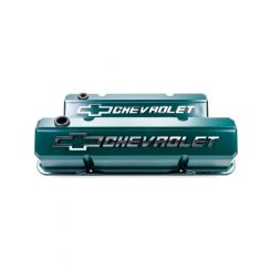 Proform Sb/C Slant Valve Covers Green 'Chevrolet' Emblem Recessed