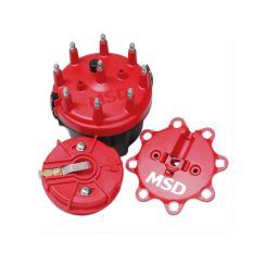 MSD Distributor Cap and Rotor Kit Red Male/HEI Terminal Clamp-Down