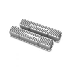 Holley Valve Covers Tall Cast Natural Finned Chevy Small Block Pair