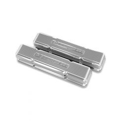 Holley Valve Covers Tall Cast Polished Finned Chevy Small Block Pair