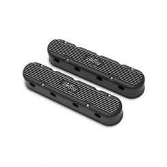 Holley Valve Covers LS Centerbolt Tall Logo Cast Black Satin Baffled