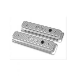 Holley Valve Covers Vintage Cast Polished Finned Logo Chevy SB