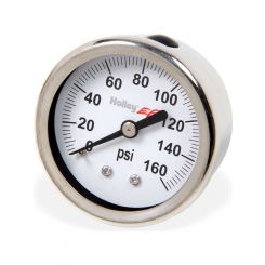 Holley Gauge, Fuel Pressure, 0-160 psi, 2", Analog, White Face