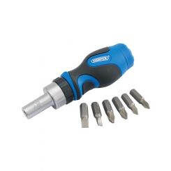 Draper Tools Stubby Ratchet Screwdriver And Bit Set 7 Piece