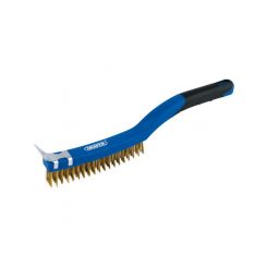 Draper Tools Brass Wire Scratch Brush With Scraper 350mm