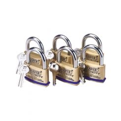 Draper Tools Pack 6X60mm Solid Brass Padlocks W/ Hardened Steel Shackle