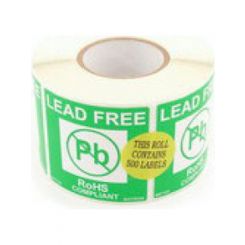Botron Lead Free Attention Labels 2"x2", 500 Roll