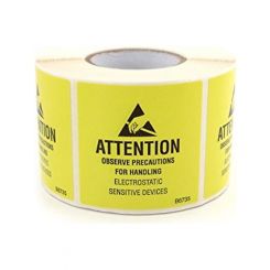 Botron ESD Attention Labels 5/8"x2", 500 Roll