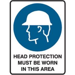 Brady Mandatory Sign Head Protection Must Be Worn In This Area Metal