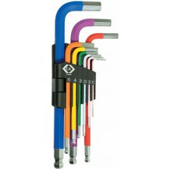 CK Tools Ball End Coloured Hex Key Set of 9 Metric