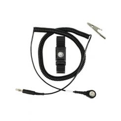 Desco 04548 Trustat ERGOclean Wrist Strap w/ 4MM Snap, Black, 6' Coil Cord