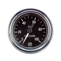 Stewart Warner Gauge Oil Pressure 5-100 PSI 2-1/16" Mechanical Black