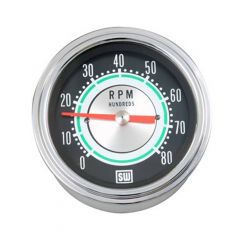 Stewart Warner Gauge Tacho Green Line 3-3/8" 0-8000 Rpm Black Orange