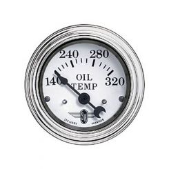 Stewart Warner Gauge Wings Oil Temp 140-320 F 2-1/16" Dia White Elec