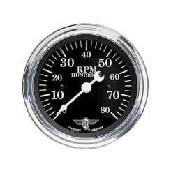 Stewart Warner Tacho 3-3/8"  0-8000 Rpm Black White Numbers Chrome Bezel
