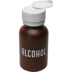 Menda Round Brown HDPE Alcohol Bottle w/ LastingTouch Pump Printed