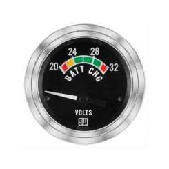 Stewart Warner Gauge Voltmeter 20-32V 2-1/16" Electrical Black