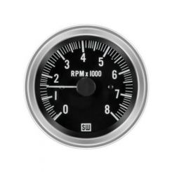 Stewart Warner Tacho Deluxe Series Black 0-8000 Rpm 3-3/8" Electrical