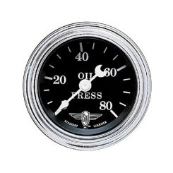 Stewart Warner Gauge Oil Pressure 0-80 PSI 2-1/16" Mechanical Black