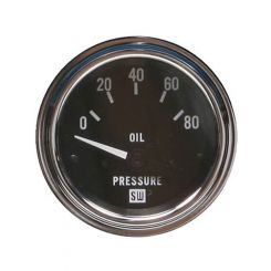 Stewart Warner Gauge Marine Oil Press 0-80 PSI. 2-1/16" Electrical Black