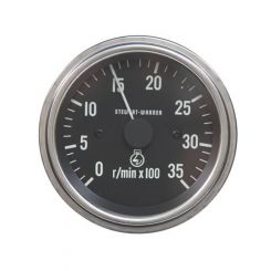 Stewart Warner Tacho Deluxe Series 0-3500 Rpm 3-3/8" Dia Diesel Black