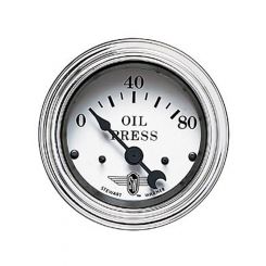 Stewart Warner Gauge Oil Pressure 0-80 PSI 2-1/16" Electrical White