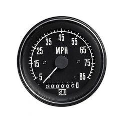 Stewart Warner Gauge HD Series Speedo 5-85 Mph 3-3/8" Black Electrical