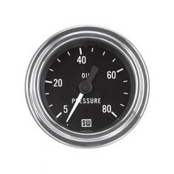 Stewart Warner Gauge Oil Pressure 5-80 PSI 2-1/16" Mechanical Black