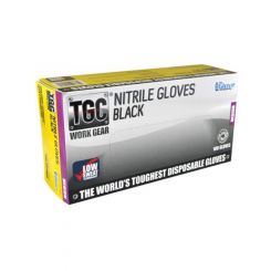 TGC Black Nitrile Gloves - Small, Box of 100