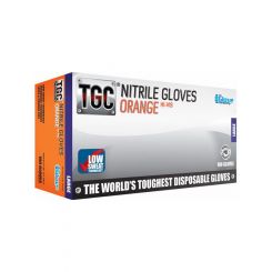 TGC Hi-Vis Orange Nitrile Dispoable Gloves - XL, Box of 100