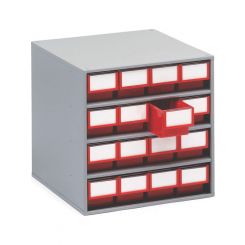 Treston 16 Red Drawer Storage Bin Cabinet