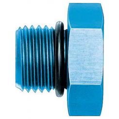 Aeroquip Fitting Plug 3 AN O-Ring Hex Head Aluminum Blue Anodize