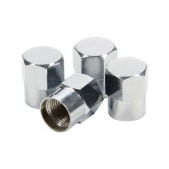 Allstar Performance Valve Stem Cap - Hex - Steel - Chrome - Set of 4