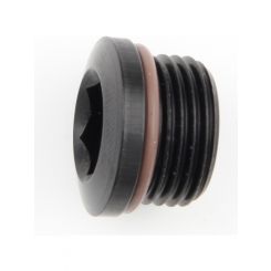 Fragola Fitting Plug 8 AN O-Ring Allen Head Aluminum Black Anodize