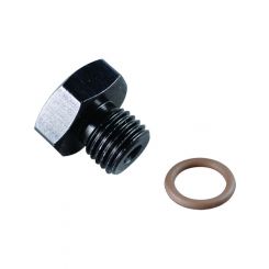 Fragola Fitting Plug 3/8-24 in Hex Head Aluminum Black Anodize