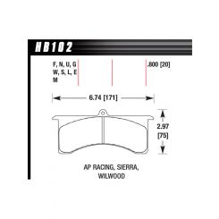 Hawk AP Racing 6 Sierra/JFZ Wilwood 7520 DTC-70 Race Rear Brake Pad
