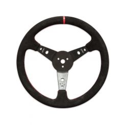Longacre Steering Wheel 15 in Diameter 3-Spoke 2-1/2 in Dish Black S