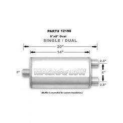 Magnaflow Perf Exhaust Muffler 3 in Center Inlet Dual 2-1/2 Outlets 14