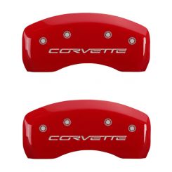MGP Caliper Cover Brake Caliper Cover Corvette Logo Aluminum Red