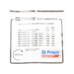 Mopar Performance Information Sticker Valve Lash Adjustment Chart Mo