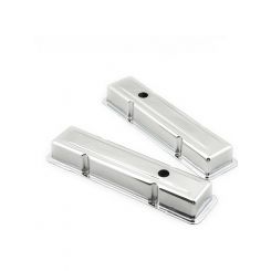 Mr Gasket Valve Cover Stock Height Baffled Breather Hole Steel Chrome Sm