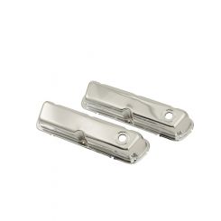 Mr Gasket Valve Cover Stock Height Baffled Breather Hole Steel Chrome Sm