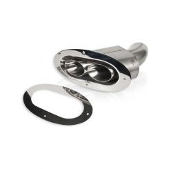 Stainless Works Exhaust Tip Angled-Oval Through-Body Tip Clamp-On / We