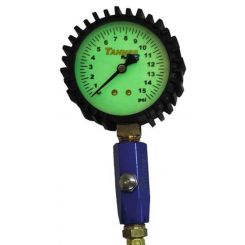 Tanner Tire Pressure Gauge Glow in the Dark 0-15 psi Analog 2-1/2 in Di