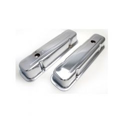 Trans-Dapt Valve Cover Tall Baffled Breather Holes Steel Chrome Pontiac 