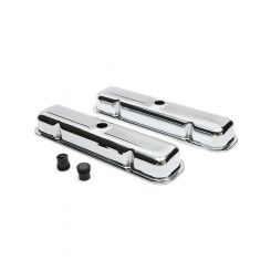 Trans-Dapt Valve Cover Stock Height Breather Holes Steel Chrome Pontiac