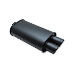 Vibrant Performance Street Power Flat Black Oval Muffler with Dual Tips