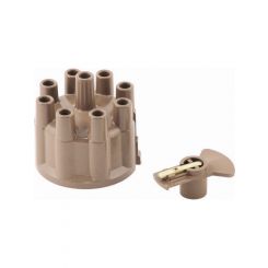 Accel Cap and Rotor Kit Socket Style Brass Terminals Clamp Down Tan Non-