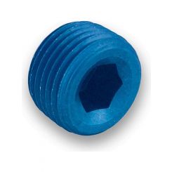 Earls Fitting Plug 3/4 in NPT Allen Head Aluminum Blue Anodize