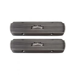 Edelbrock Valve Cover Classic Short Edelbrock Logo Aluminum Black Powde